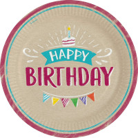 8 Pappteller Birthday Wishes 23cm