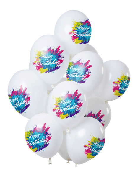 12 latexballoner Happy Bday Color Splash