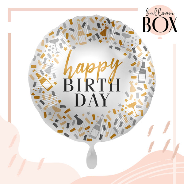Heliumballon in der Box Hello Happy Birthday