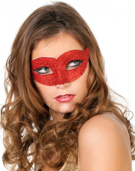 Venetiansk glitter ögonmask röd