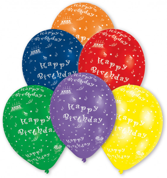 8 Happy Birthday Luftballons Komplettdruck 25 cm