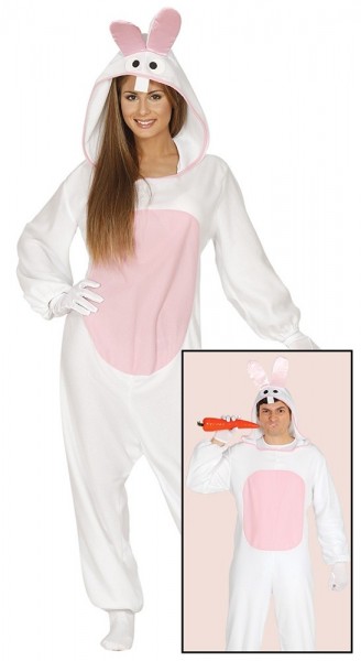 Hvid bunny jumpsuit til voksne
