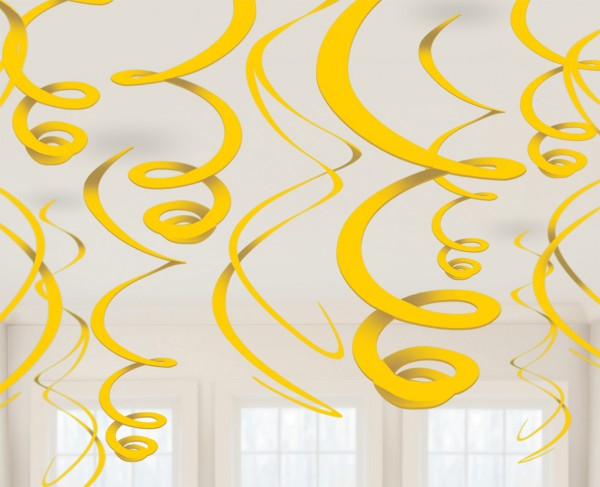12 yellow decorative spirals Fiesta 55cm