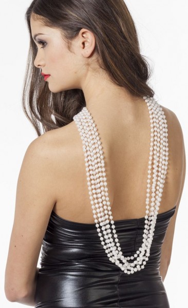 Lange Perlenkette Weiß