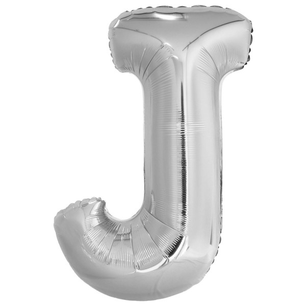 Buchstabe J Folienballon in Silber 86cm