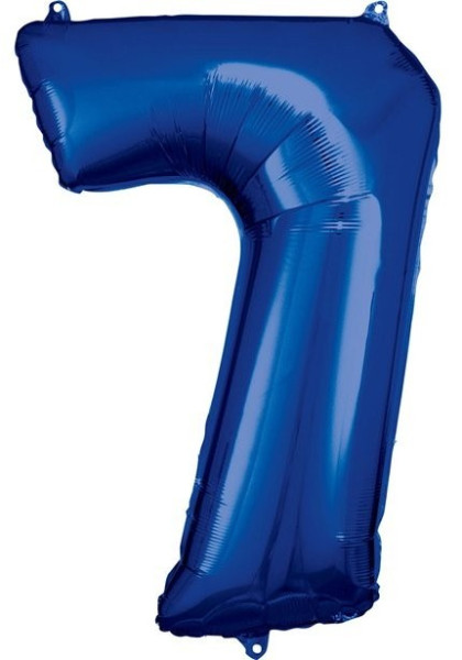 Blauer Zahl 7 Folienballon 86cm