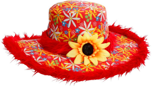 Czerwony kapelusz Gitty w kwiaty