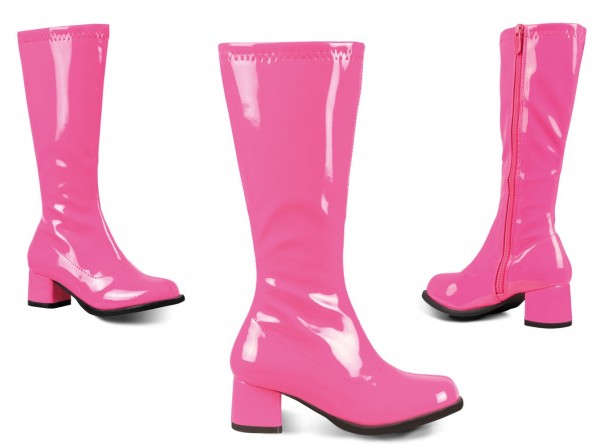 Loreen patenterede læderstøvler i lyserød