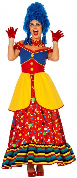 Glad färgglad clown dam kostym
