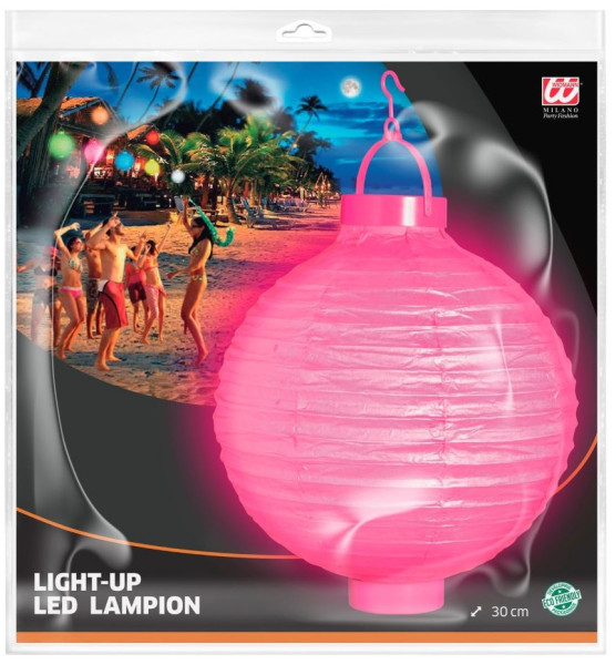 Lyserød LED-lanterne 30 cm 3
