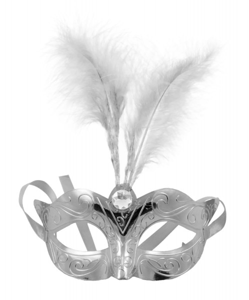 Venetiansk øjenmaske i metallisk sølv