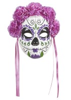 Preview: Pink Flowers Dia De Los Muertos Mask