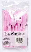 Preview: 24 Marshmallow Pink Fork and Spoon Reusable