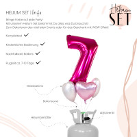 Vorschau: XXL Zahl 7 Pink Ballonbouquet-Set mit Heliumbehälter