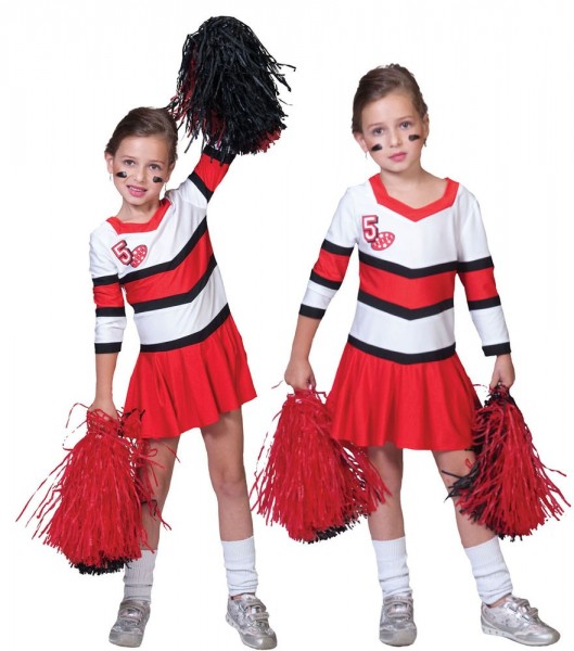 Røde katte cheerleader børn kostume