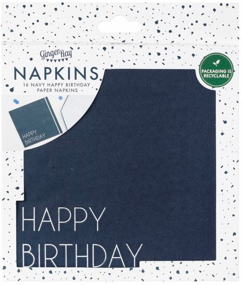 16 Blue Happy Birthday Eco Napkins