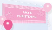 Preview: Pink Baptism Blessing Banner 1.2mx 45cm