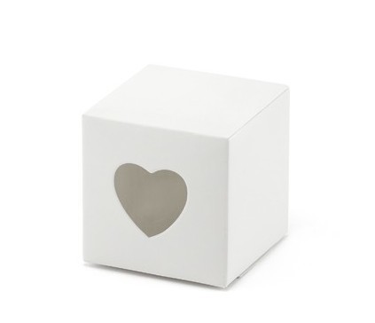 10 Geschenkboxen mit Herz weiß 5 x 5 x 5cm