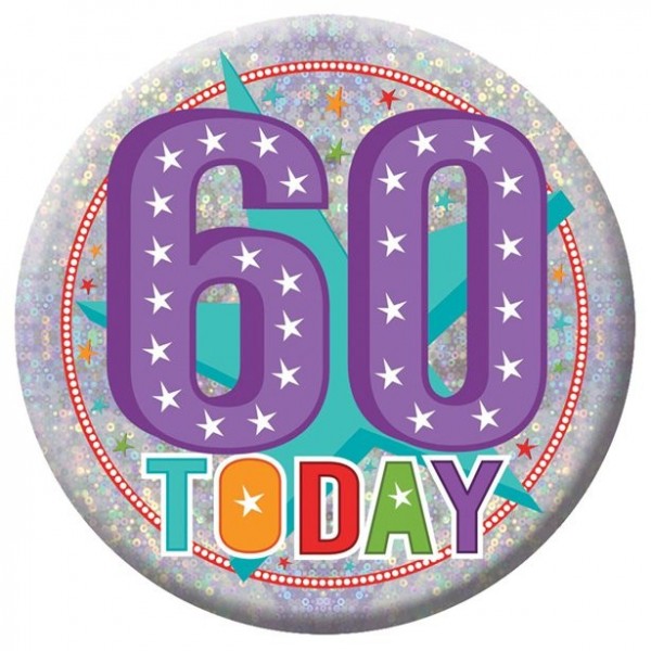 Holo 60th Birthday Button 15cm