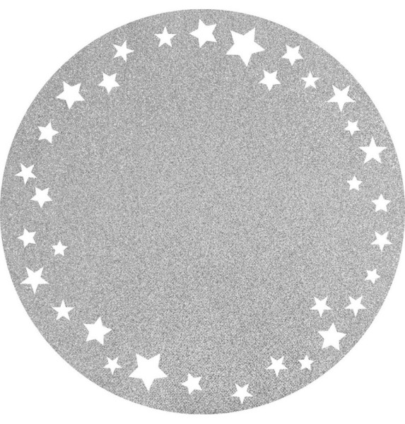 6 manteles individuales estrella purpurina plateada 34cm