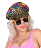 Preview: Rainbow sequin hat with hair