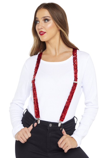 Red sequin suspenders for adults