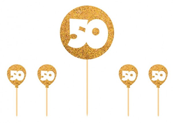 5 partyplukkers 50 glinsterende goud