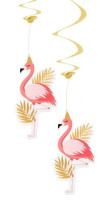 2 party flamingo spiral hangers 85cm