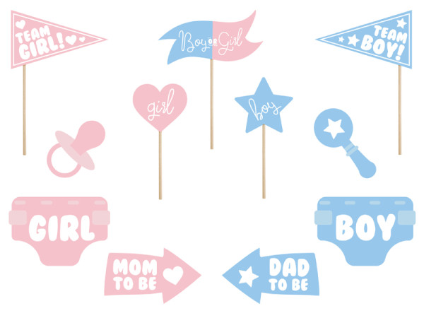 11 Boy or Girl photo props pink-blue