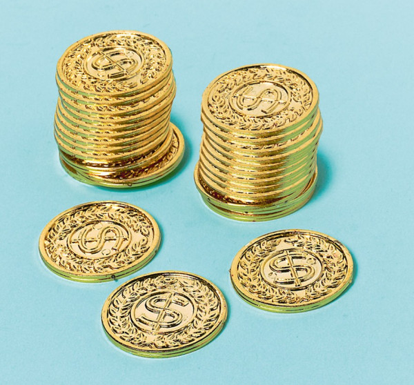 144 monedas de oro con signo de dólar