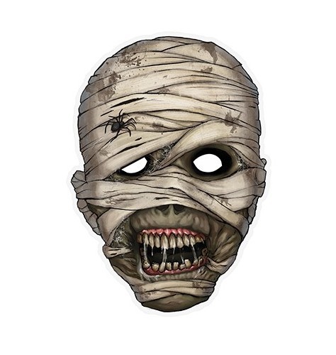 Masque en papier momie effrayant avec ruban