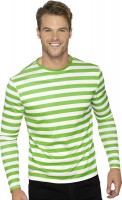 Aperçu: Chemise rayée à manches longues vert-blanc