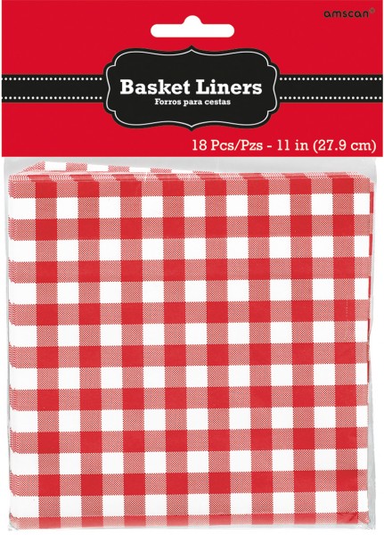 Basket boom red and white checkered 27.9x27.9cm 2