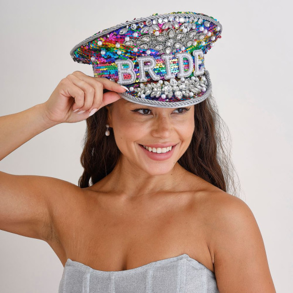Sparkly colorful bridal hat