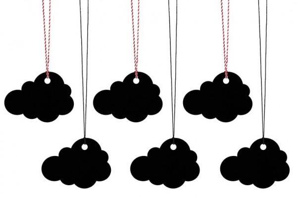 6 clouds gift tags black