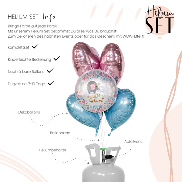 Baby Loving Elephants Ballon Bouquet-Set mit Heliumbehälter 3