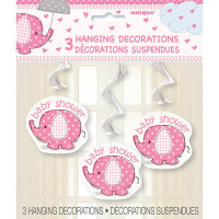 Preview: 3 elephant baby party swirl hanging decoration