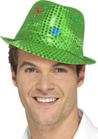Vista previa: Sombrero de lentejuelas verde con luces LED