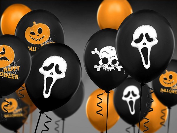 50 zwarte Halloween Scream-ballonnen 30 cm 2