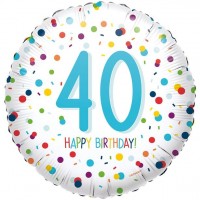 40-års fødselsdag konfetti folie ballon 45cm