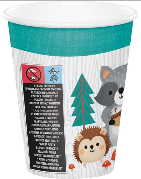 8 cute forest animals paper cups 256ml