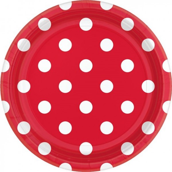 8 red dots paper plates Lotta 18cm