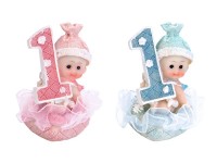 Anteprima: Deco Figurine 1st Birthday Baby Girl rosa 7cm