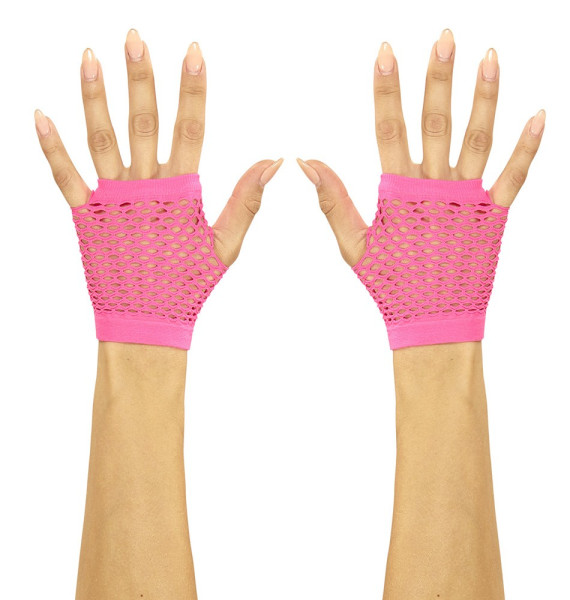 Short fishnet gloves in pink
