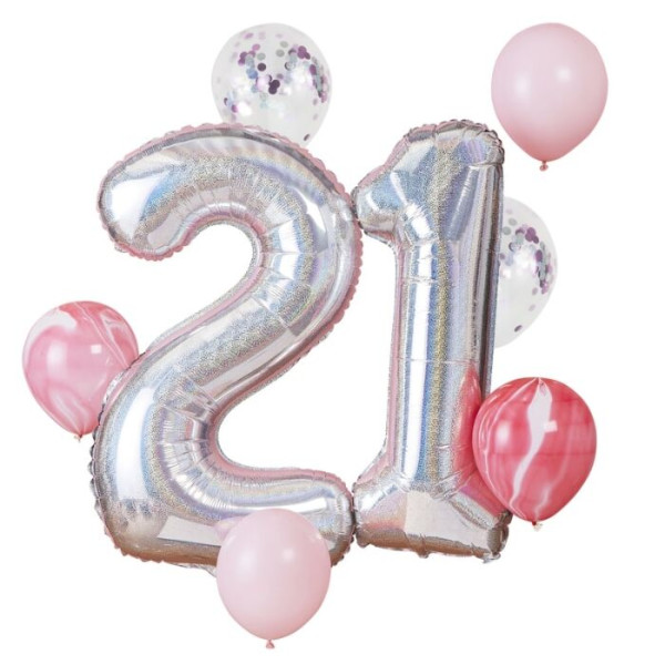Błyszczący bukiet balonów na 21. urodziny