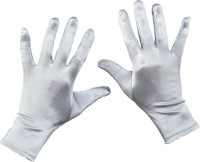 Silver satin gloves
