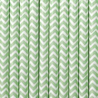 Aperçu: 10 pailles en papier zigzag vert clair 19,5 cm