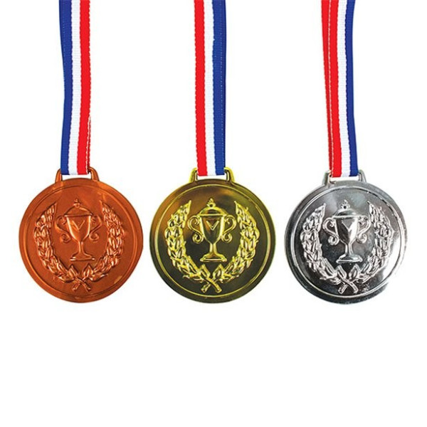 3 medals gold, silver, bronze