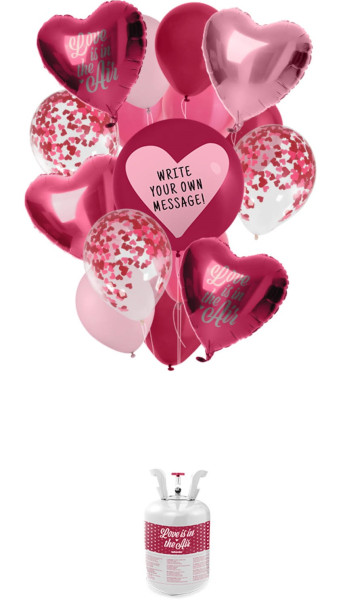 Bombona de helio con globos San Valentín