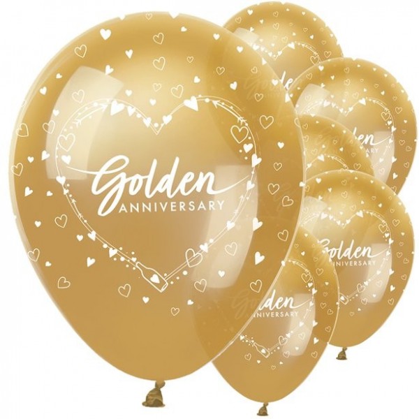 6 ballons Golden Anniversary 30cm